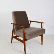 Fauteuil Lis, années 1970, velours marron chocolat clair Jade