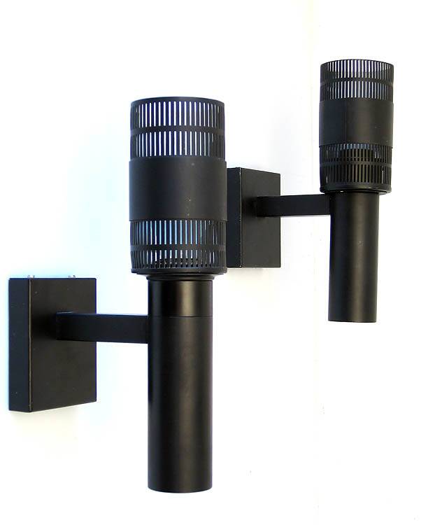 2 rare Philips black vintage wall lamps – Louis Kalff / Serge Mouille style, mid-century modern metal sconces