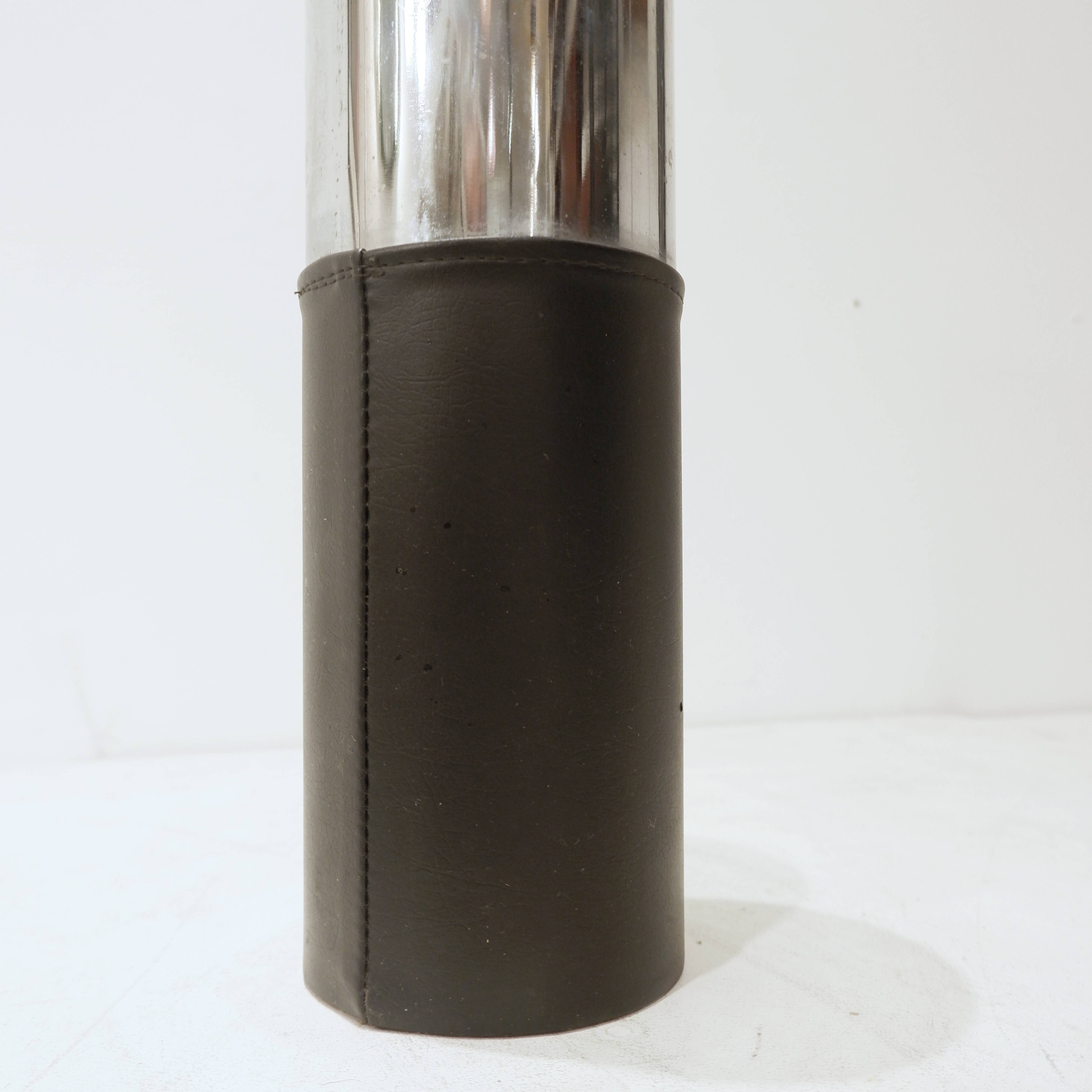 Steel and faux leather Cylinder Umbrella Stand - 1970s