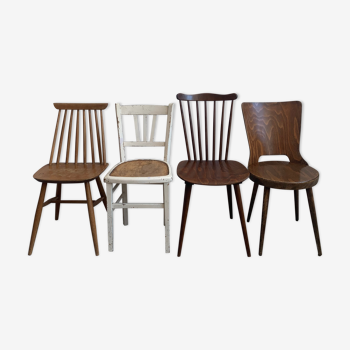 Set 4 chaises vintage Baumann dépareillées