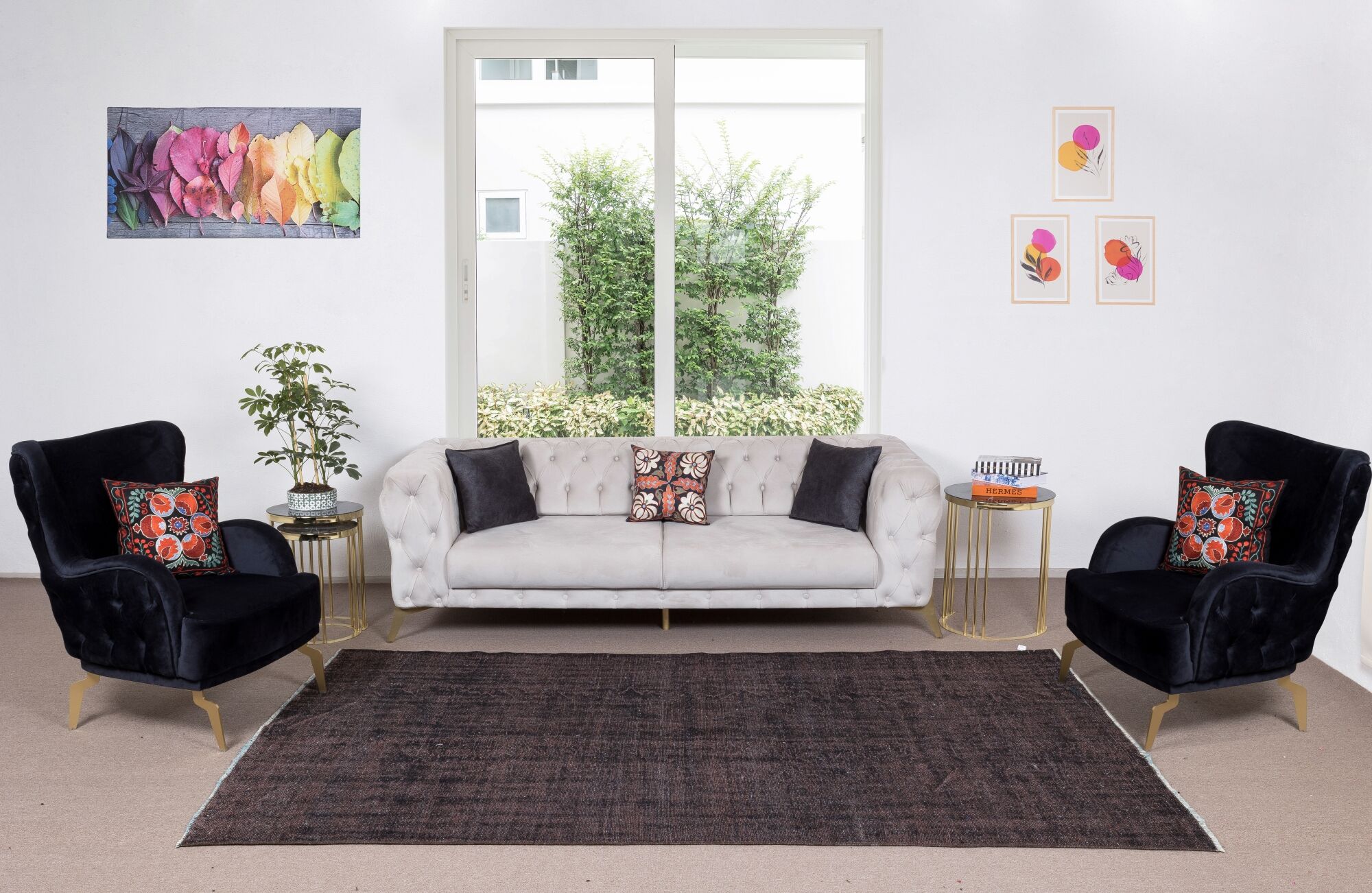 Turkish handmade vintage wool area rug over-dyed in brown (tek0743)