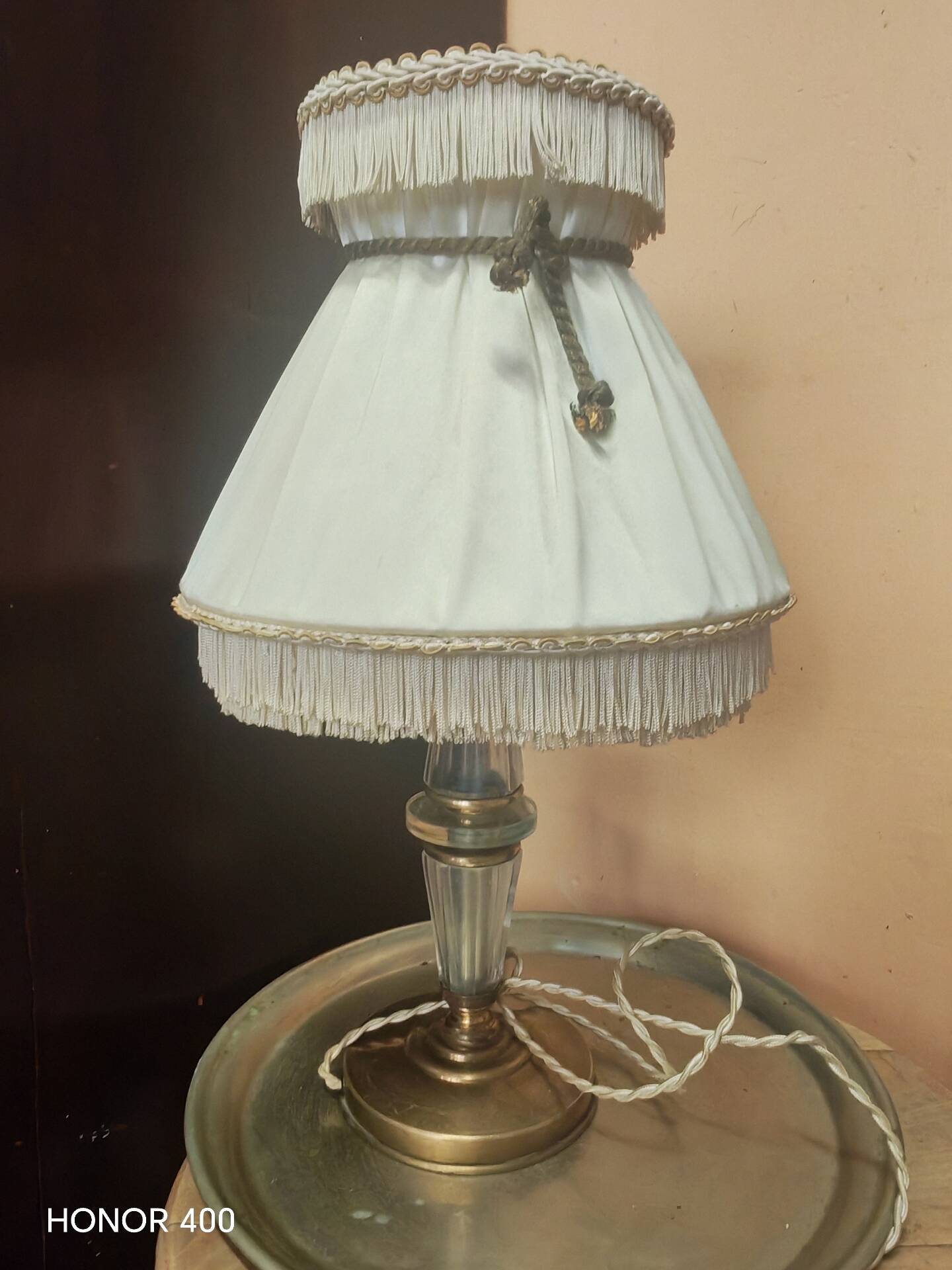 Table lamp in Hollywood Regency boudoir style from the 1950s.