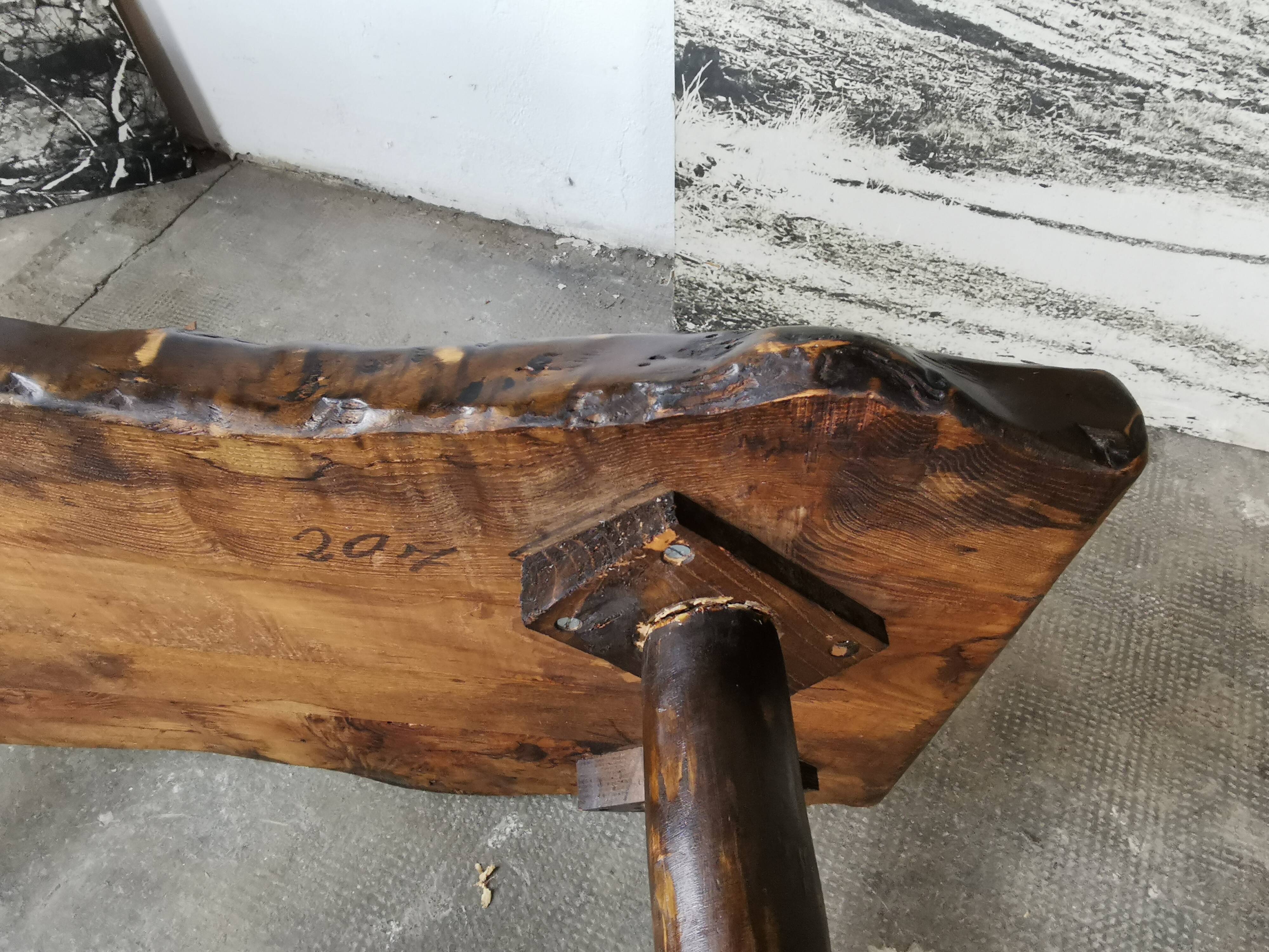 Brutalist, primitive wooden coffee table.