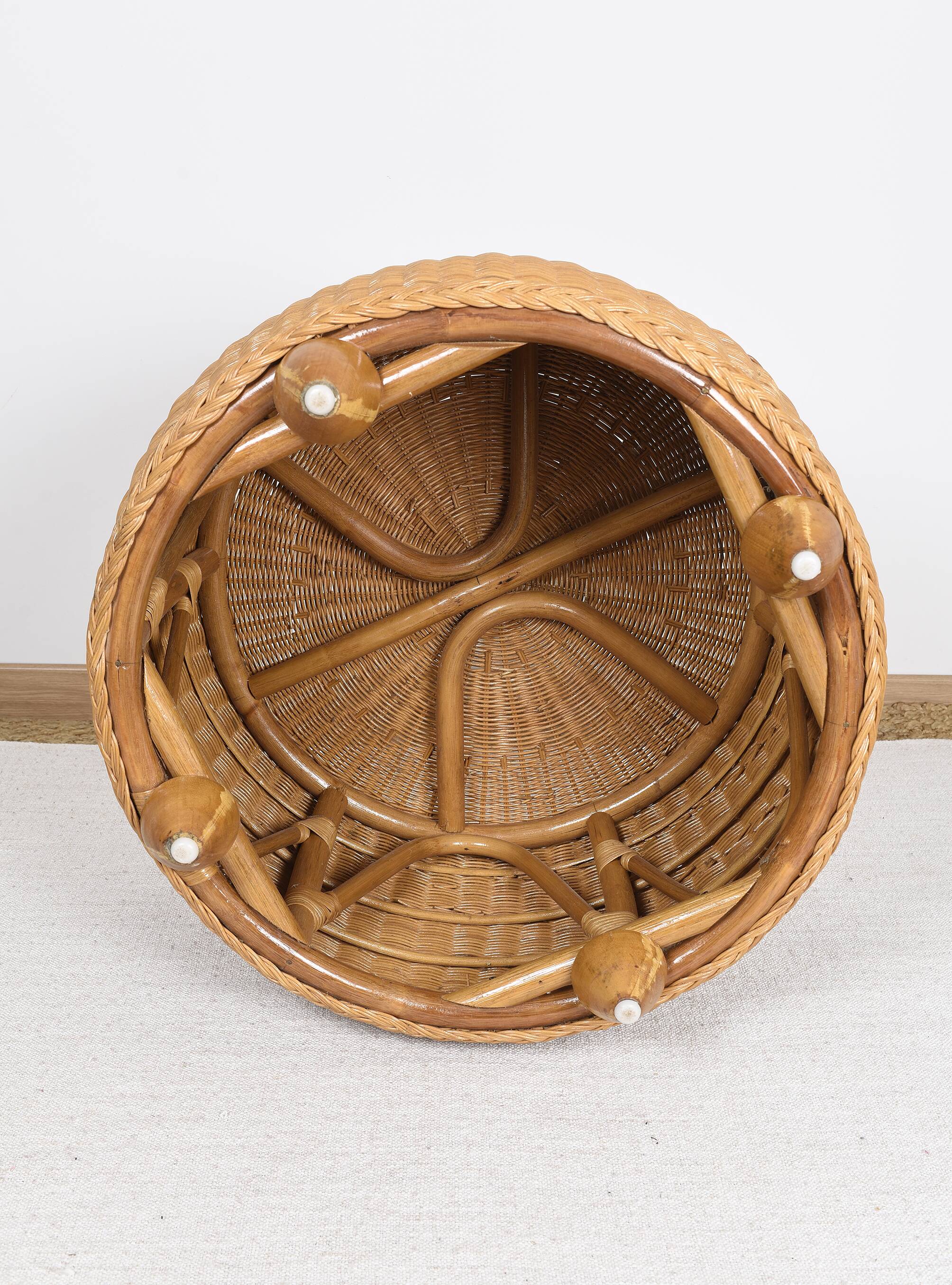 Vintage rattan and wicker coffee table