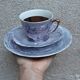 Vintage Marble Purple & Gold Interior Porcelain Coffee/Tea Trio -