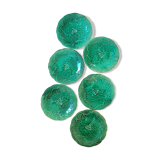 Set of 6 green plates in Barbotine faïence de Gien