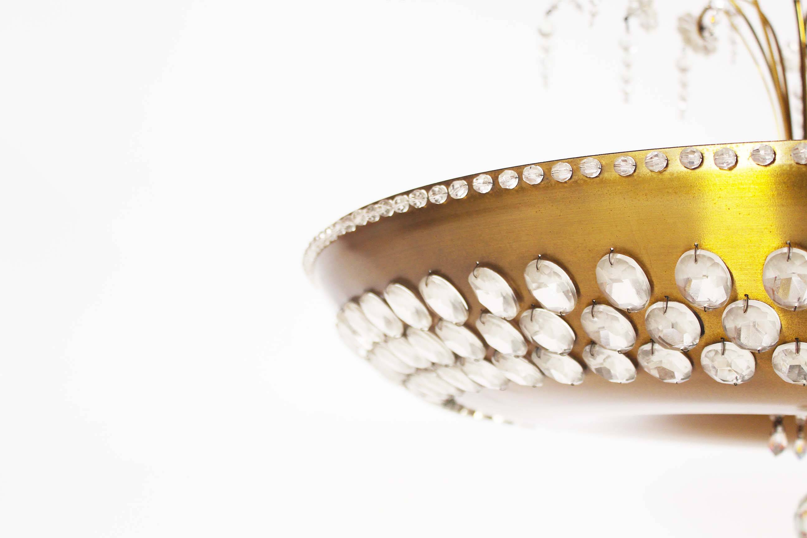 Monumental brass and crystal chandelier from Palwa