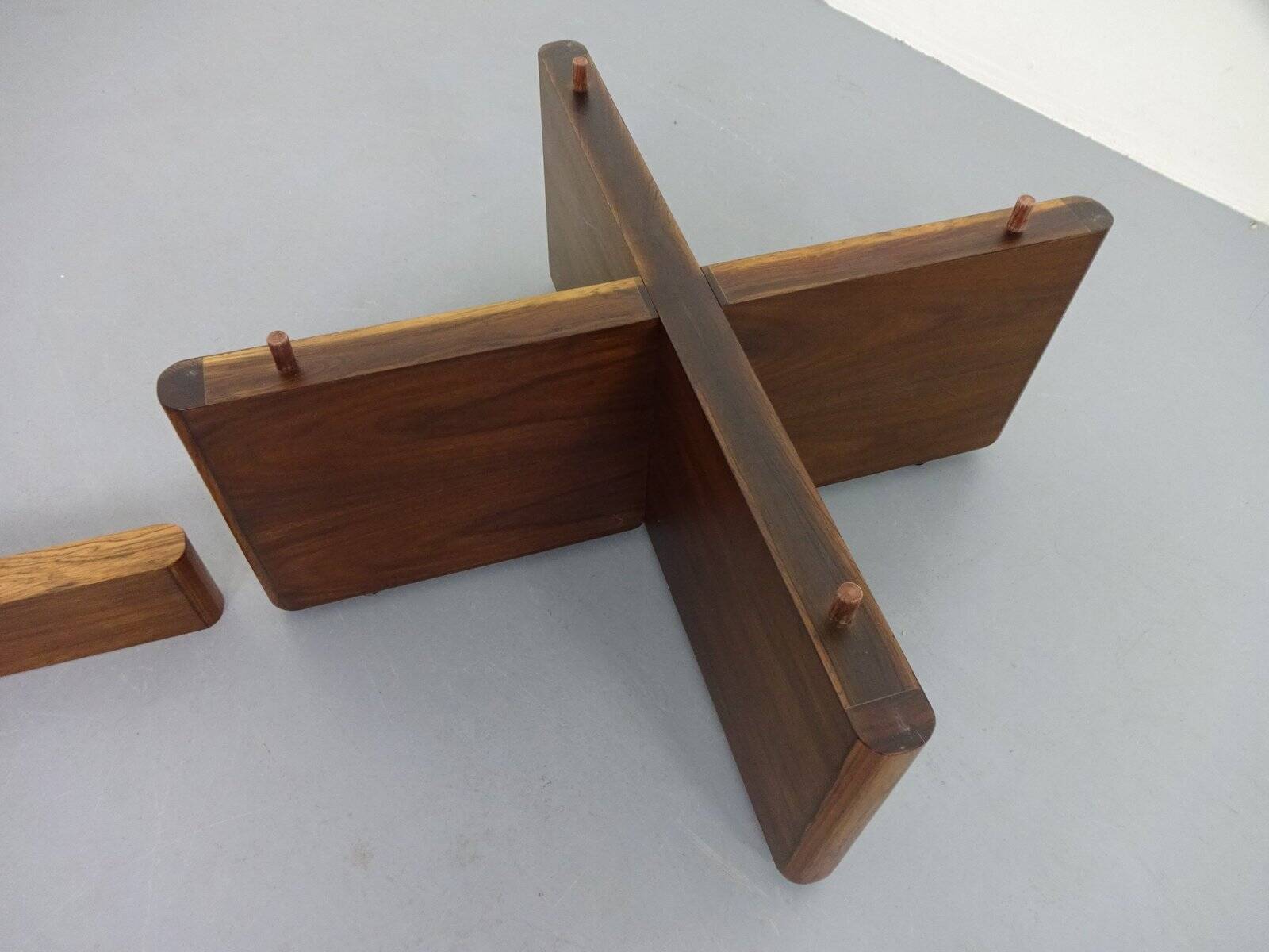 Italian rosewood and glass coffee table, 1960s