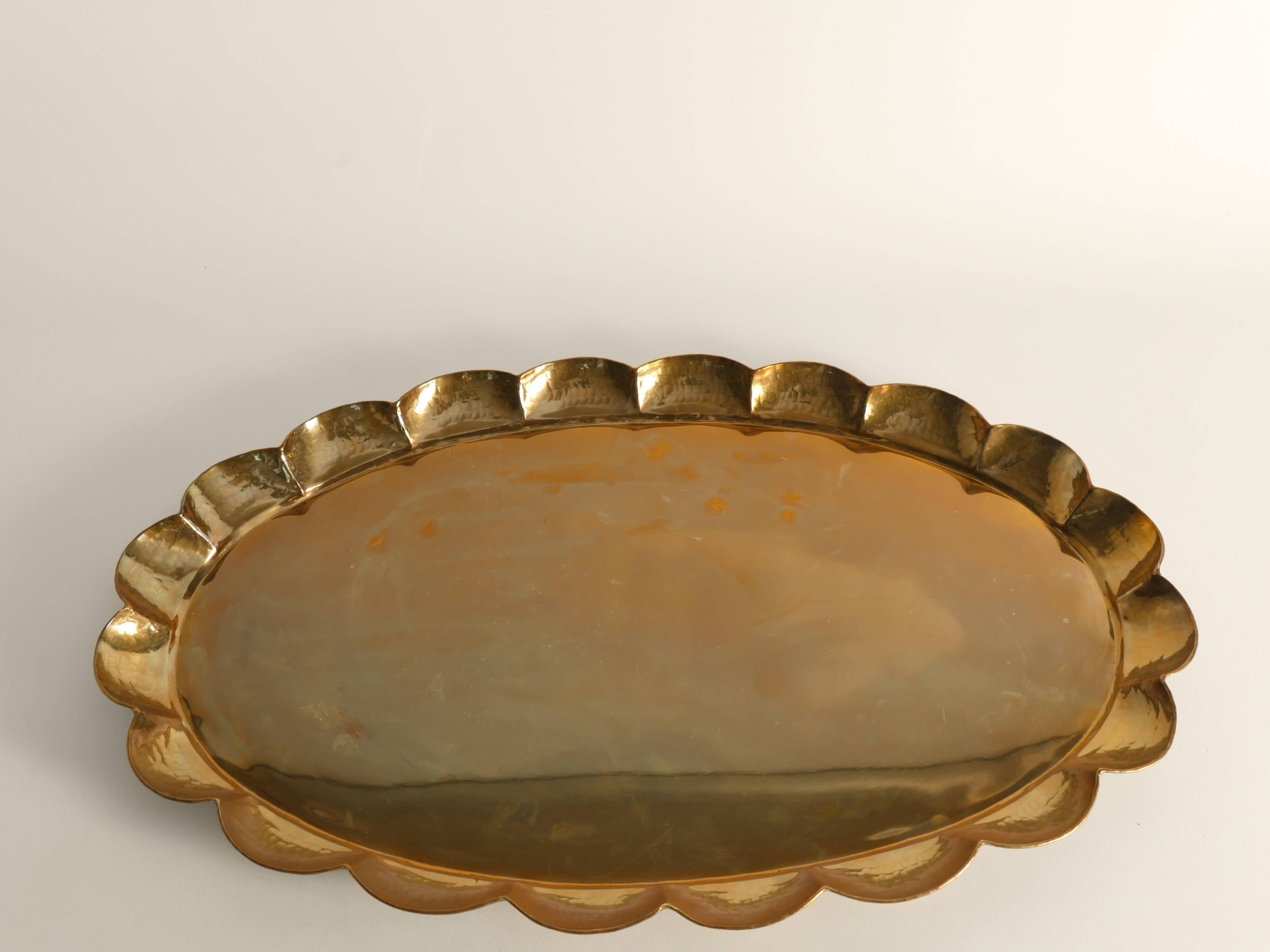 Hollywood Regency Oval Brass Tray by Arvid Johansson, Arvika Konstsmide, Sweden