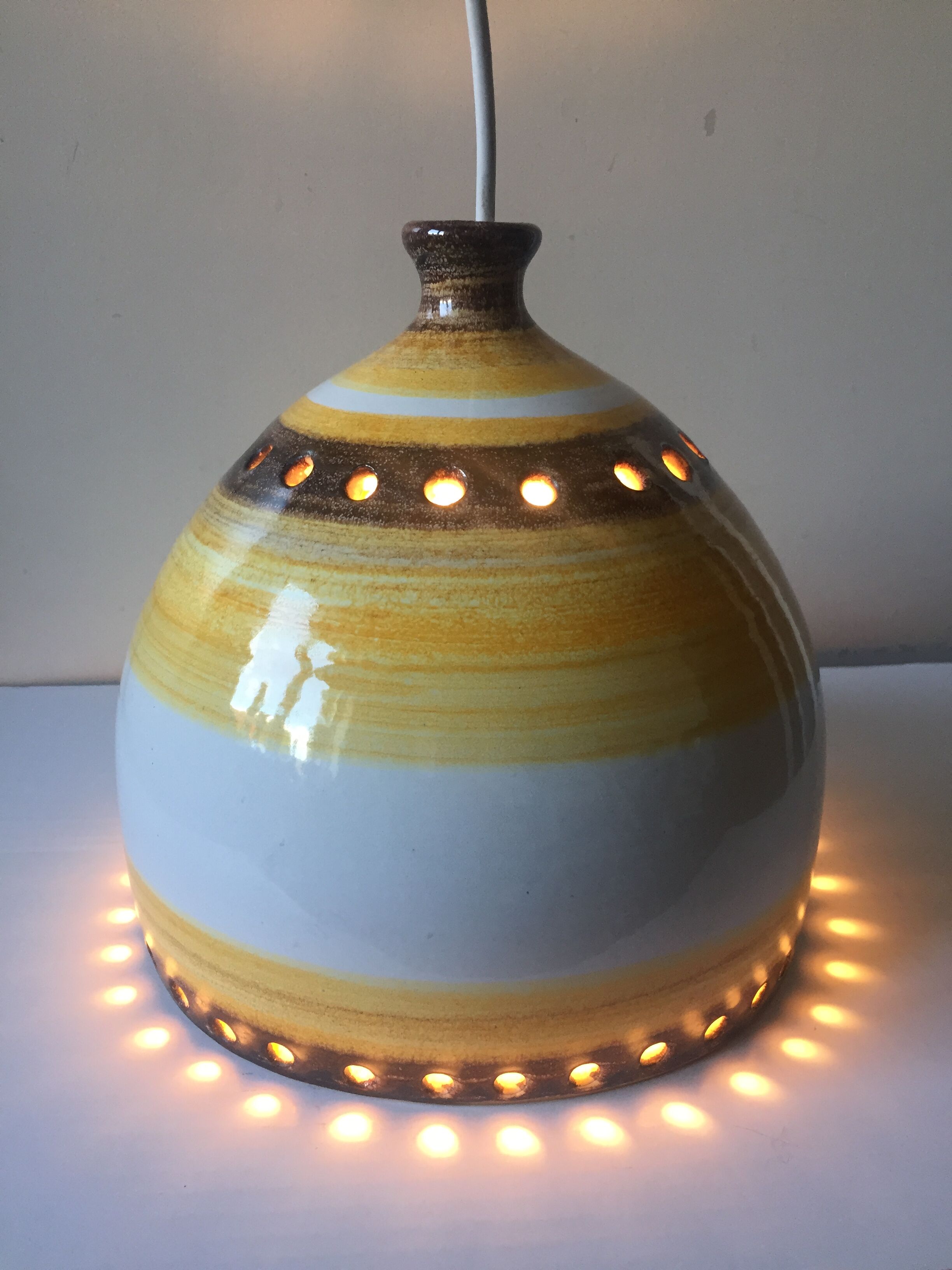 Danish 1960s Glazed Stoneware Pendant Lamp