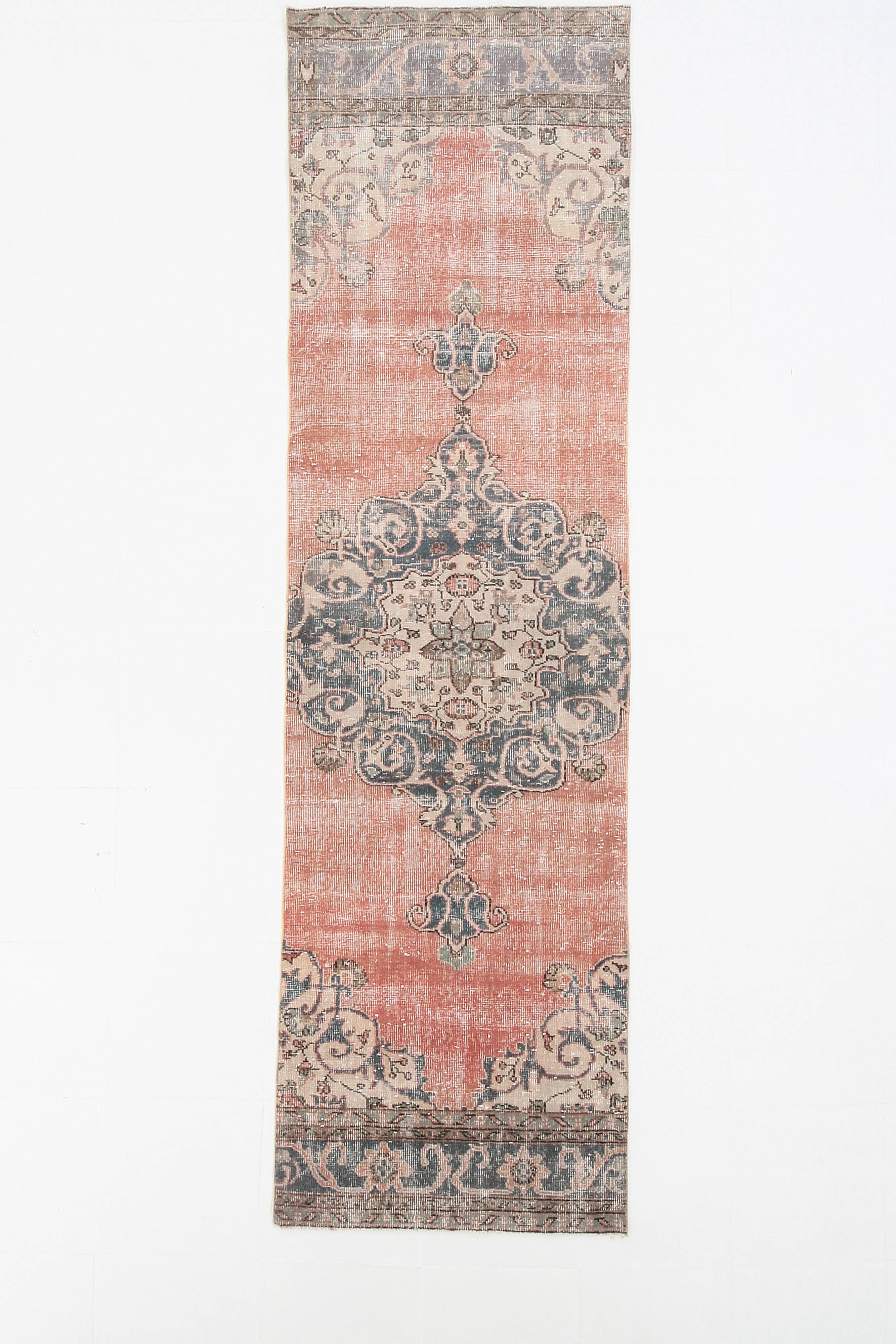 3X10 Pale Red Oriental Turkish Vintage Runner Rug, 91x315Cm