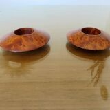 Pair of Scandinavian candlesticks in elm burl