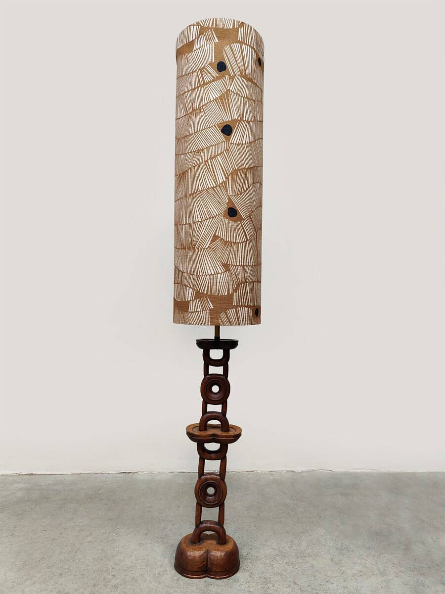 Danish vintage wooden floor lamp 1970 'Totem'