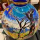 Colonial Round Vase Enamels of Longwy