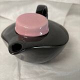 Vintage black and pink ceramic teapot