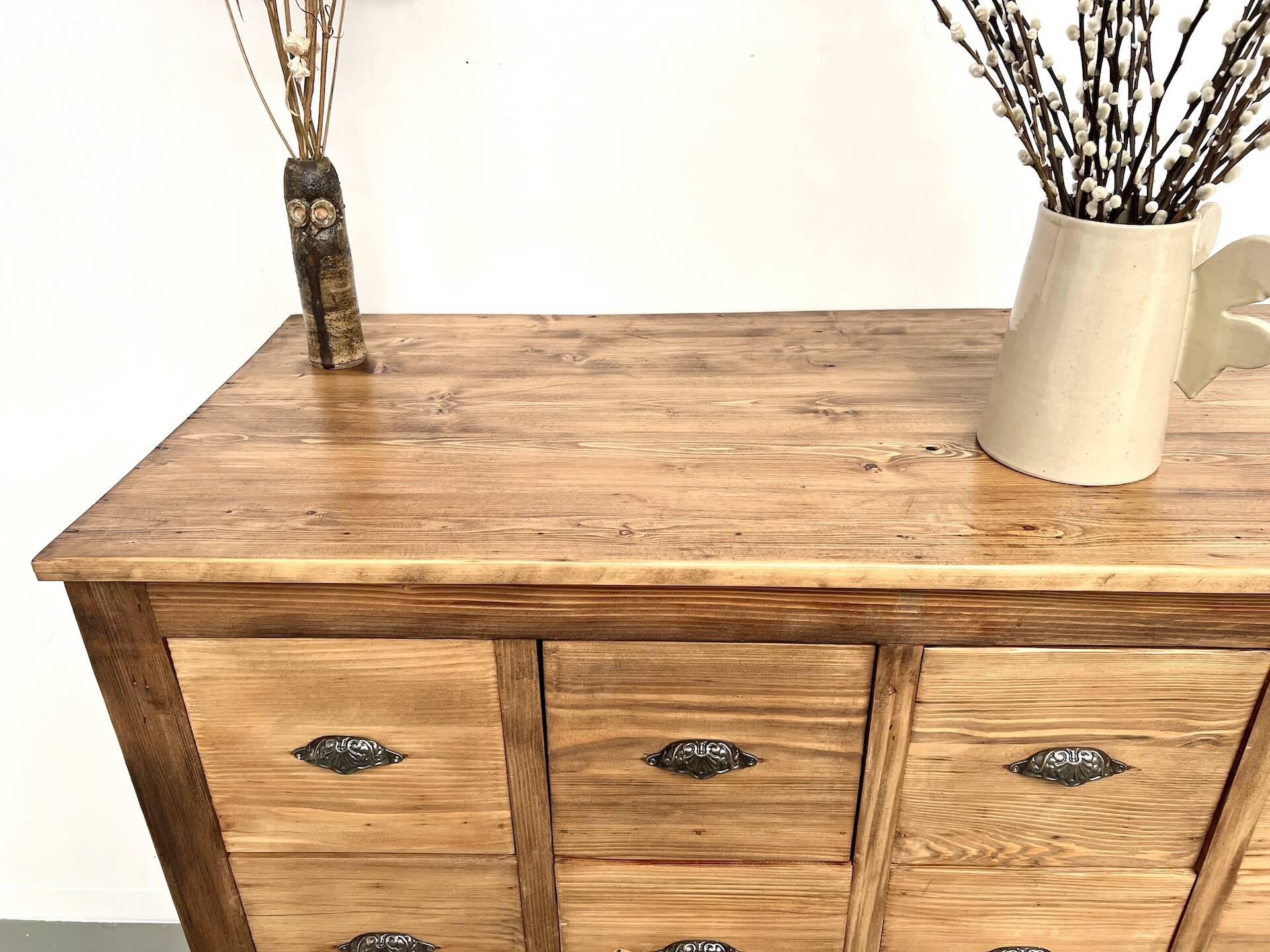 Vintage workshop furniture with 24 drawers in solid pine – 1950s