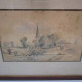 Old watercolor - village view 1880