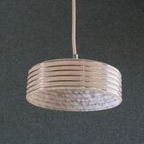 Old pendant light in pink clichy glass with silver threads, delivered with chrome socket