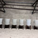 Set of 6 Baumann Essor model chairs in white imitation leather