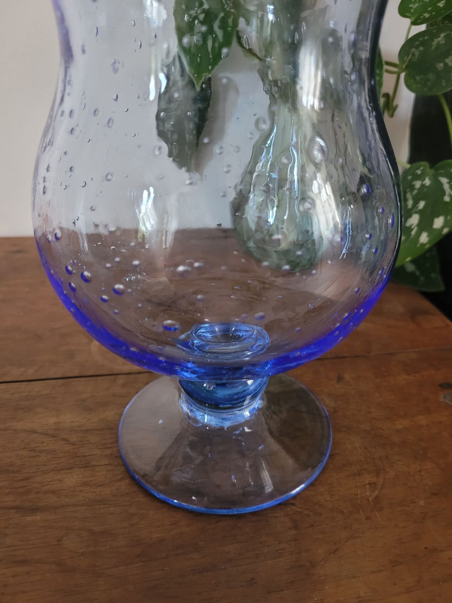 Blue bubble glass lantern