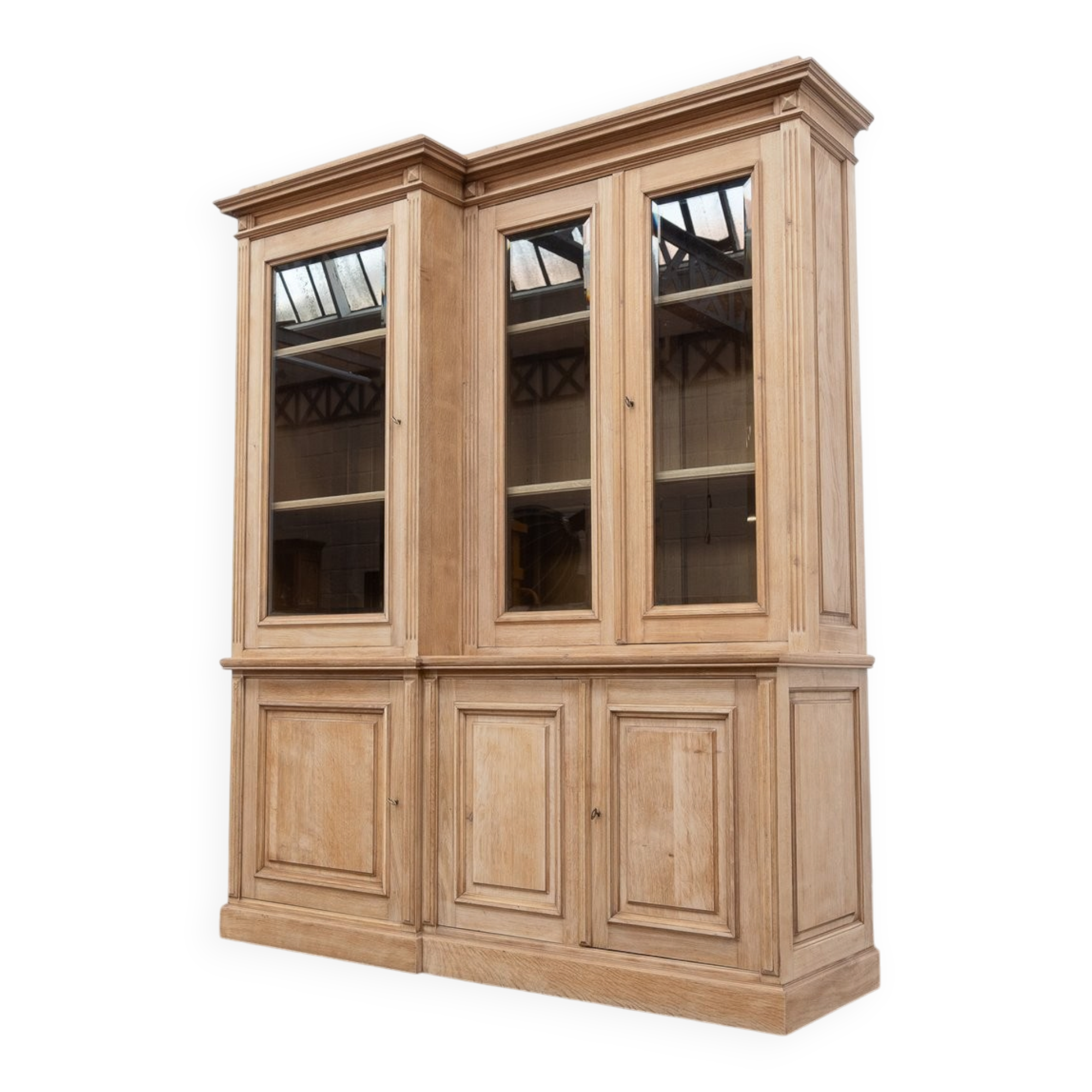 Raw Oak Display Bookcase, France, 1950