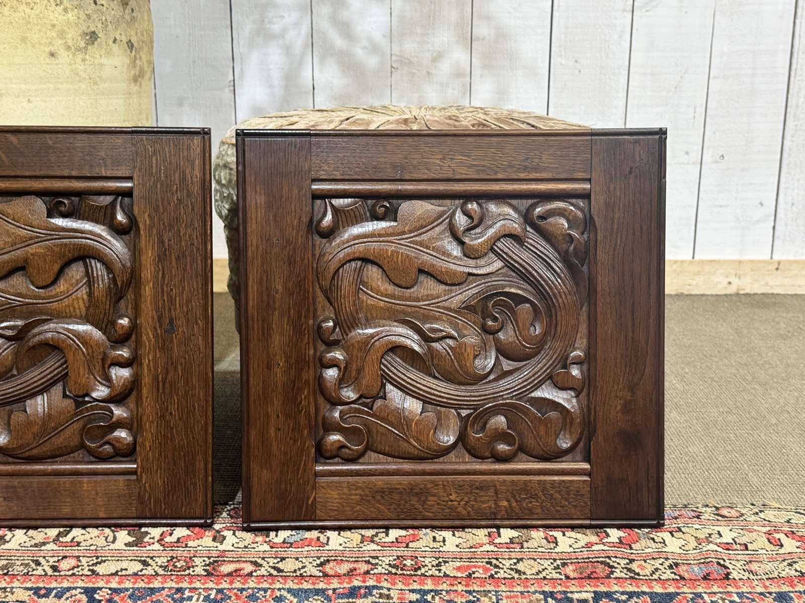 Pair of carved oak panels by Joseph Savina (1901-1983)