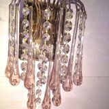 Pair of Murano wall sconces with cascading raindrop style, Venini crystals.