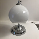 Antique articulated chrome lamp with opaline