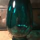 Vase verre soufflé ansé bleu canard