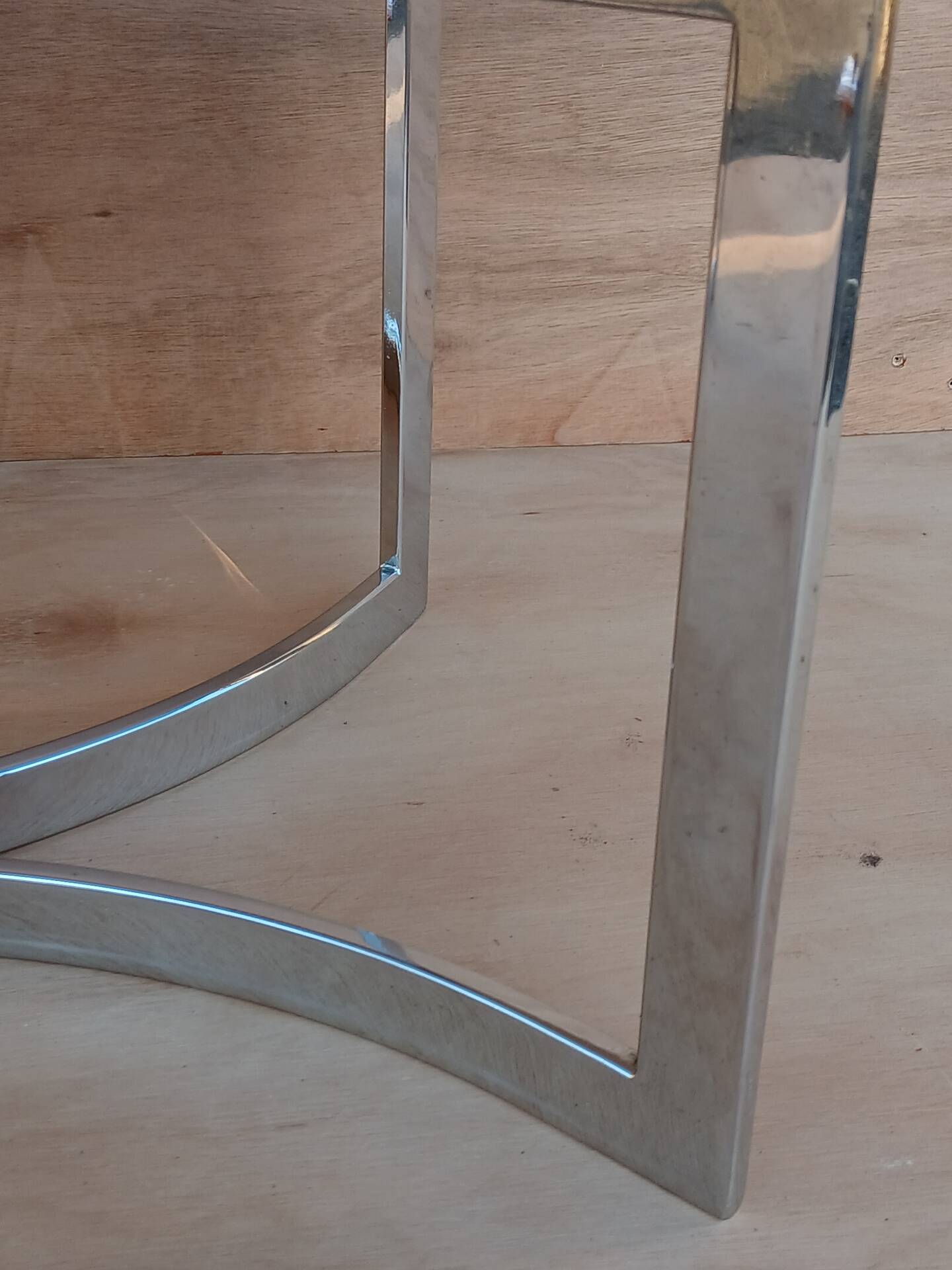 Glass and chrome coffee table from the 1970s.