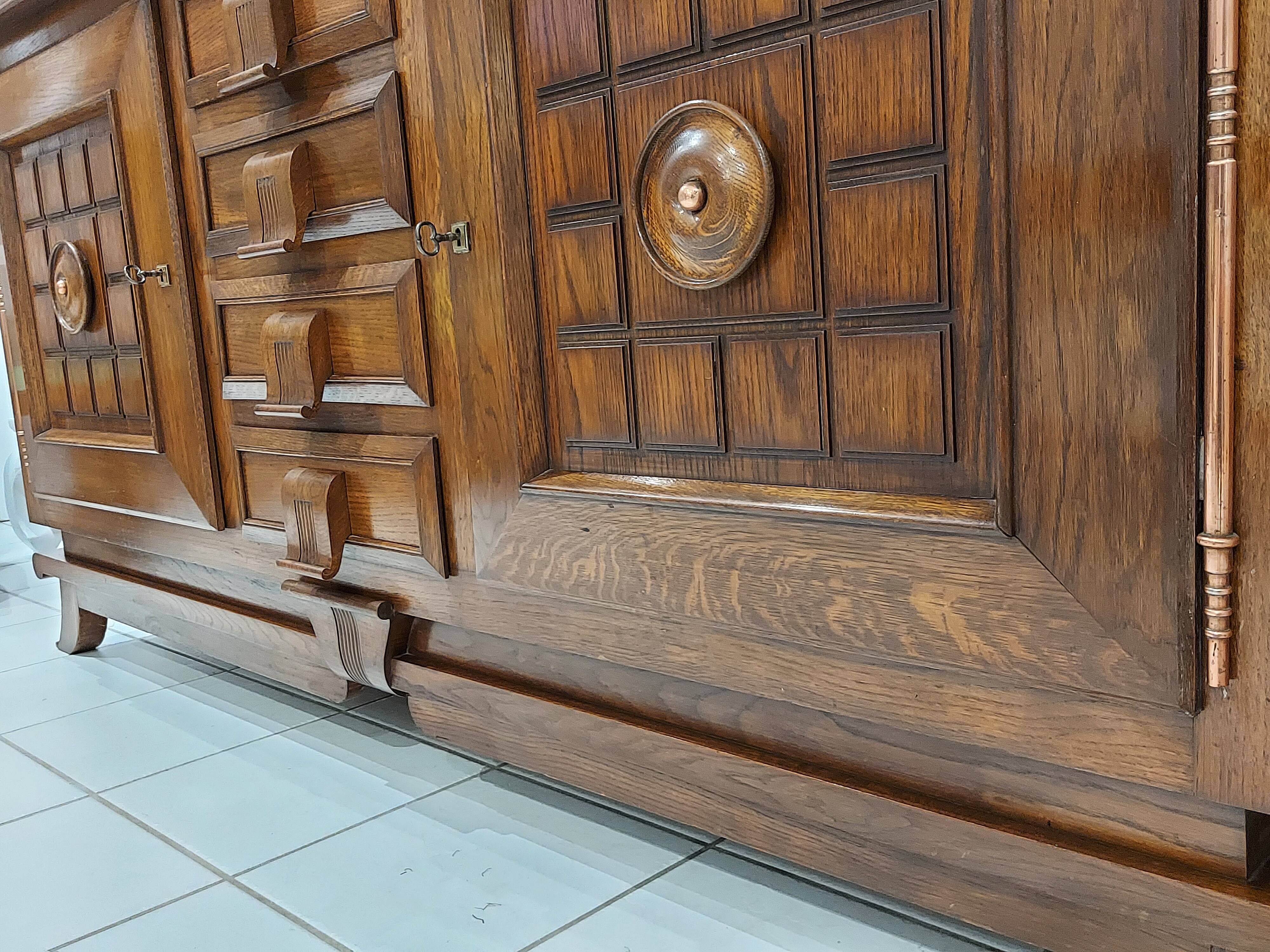 Enfilade oak Brutalist Art Deco 1940s