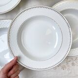 6 deep plates in white and gold porcelain, Bavaria model "Annabell"
