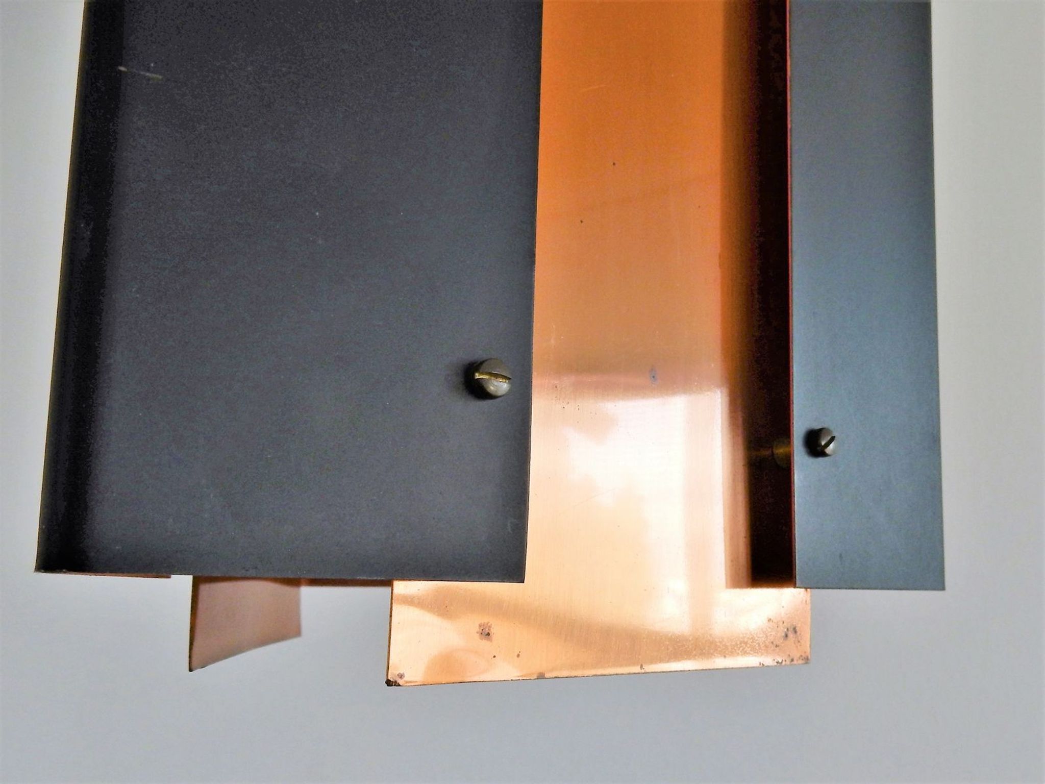 Suspension vintage triangulire en cuivre