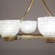 Art Decò Seguso Oval Mid-Century Six- Light Murano Glass and Brass Chandeli