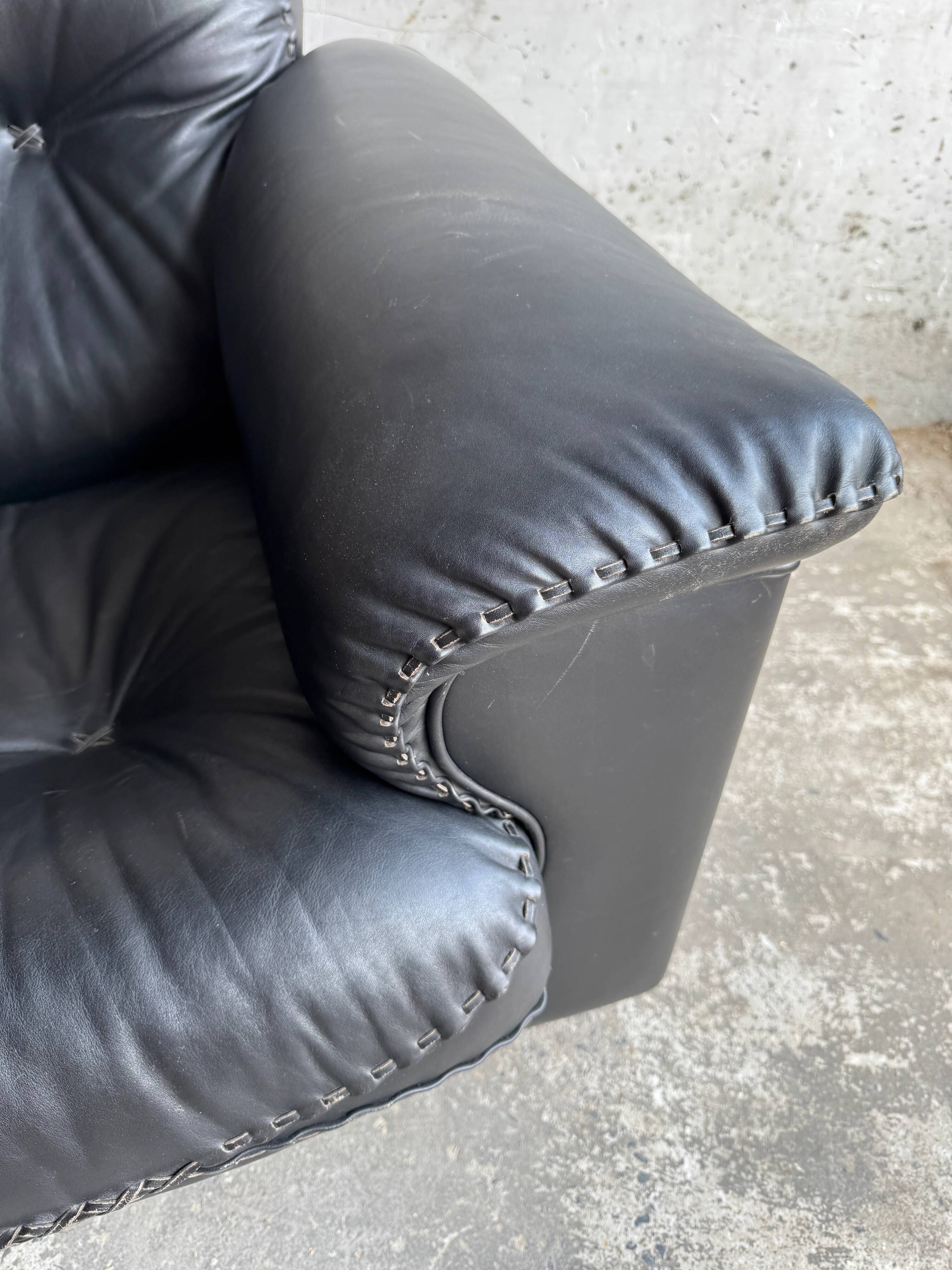 Fauteuil lounge De Sede DS-101 en cuir noir