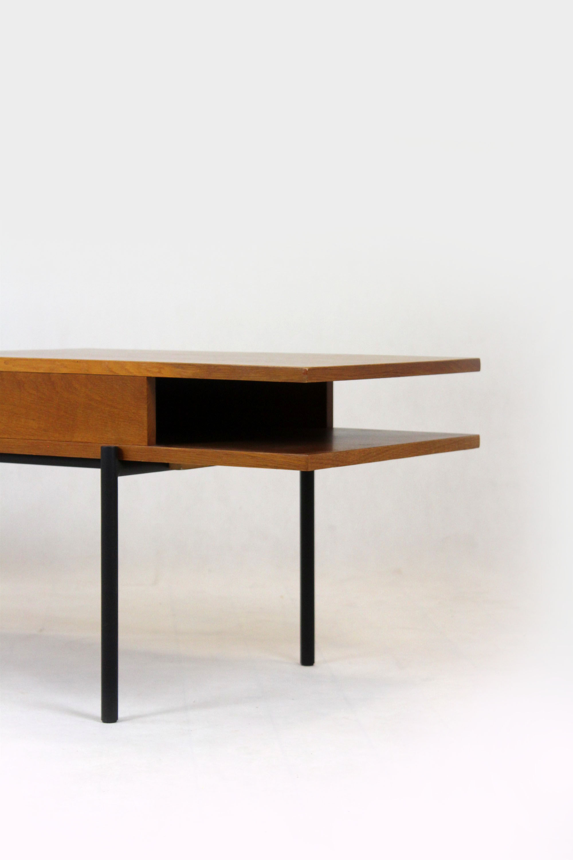 Oak coffee table with a glass top from Onv olomouc, 1970s