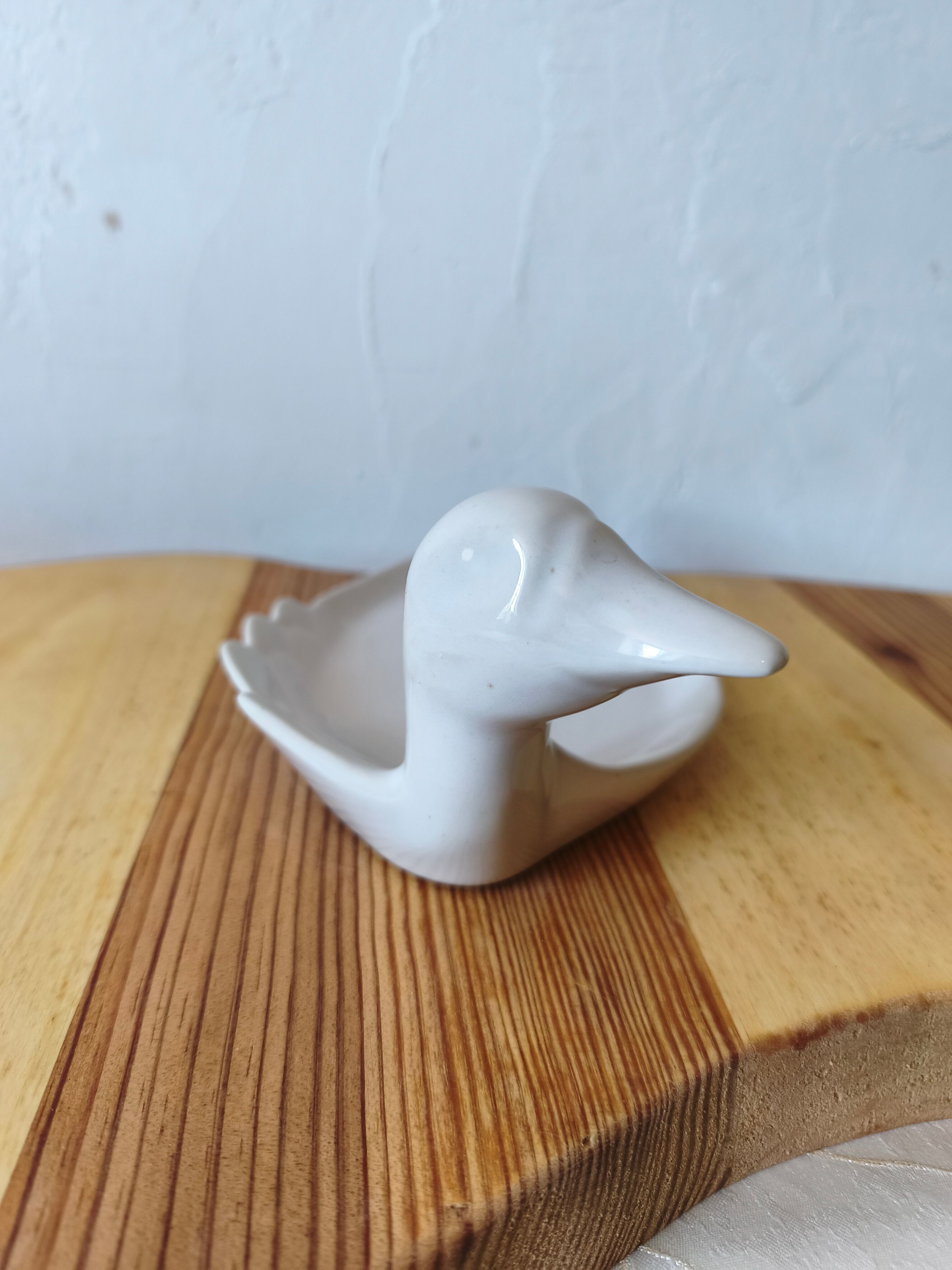 Vintage foie gras dish - duck - white ceramic