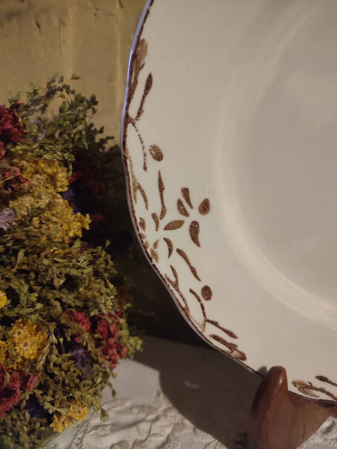 Duo of large old Sarreguemines iron earth dishes