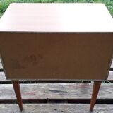 Teak veneer bedside table