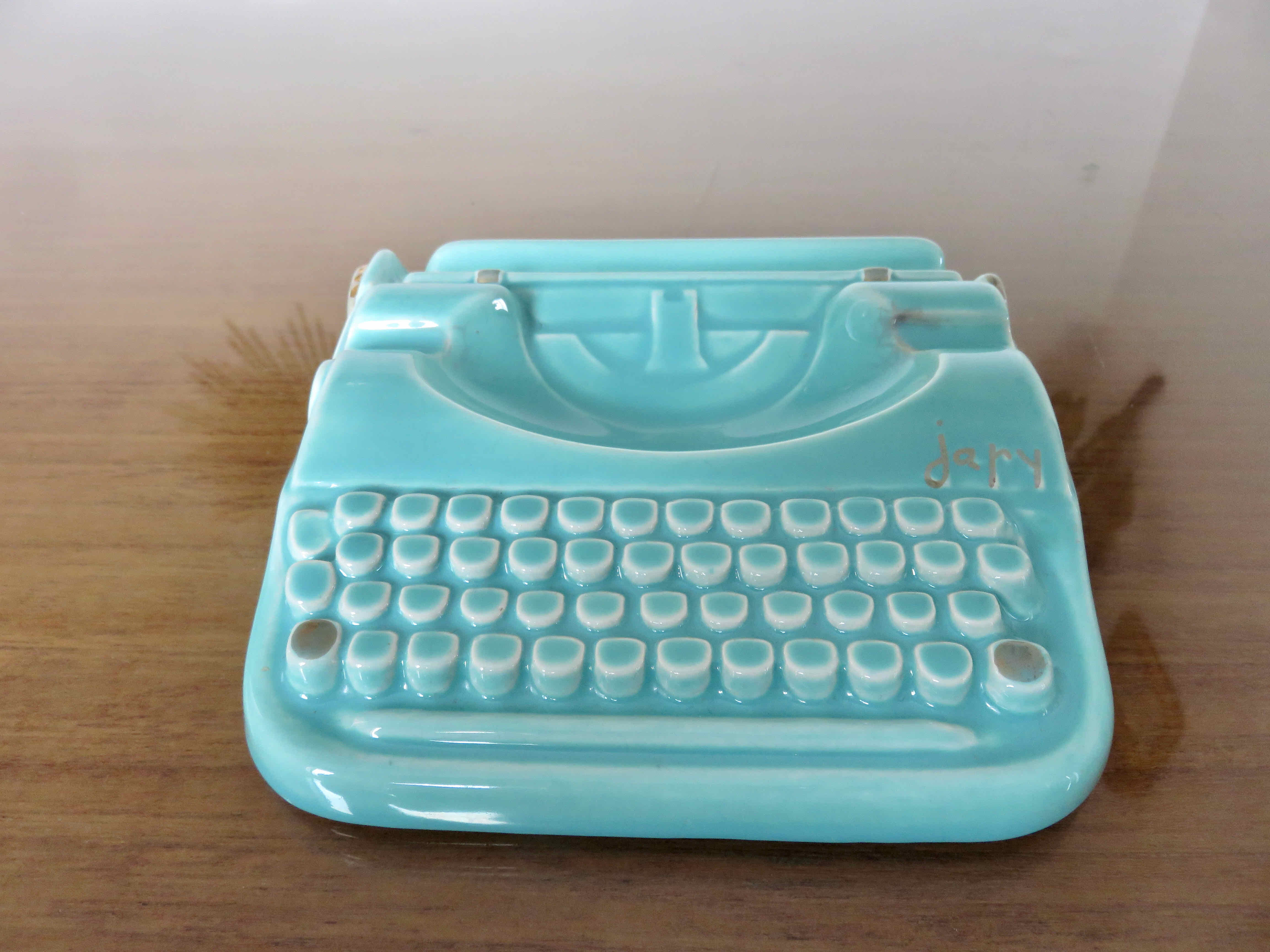 Ashtray japy machinę to write ceramic 50s 60s