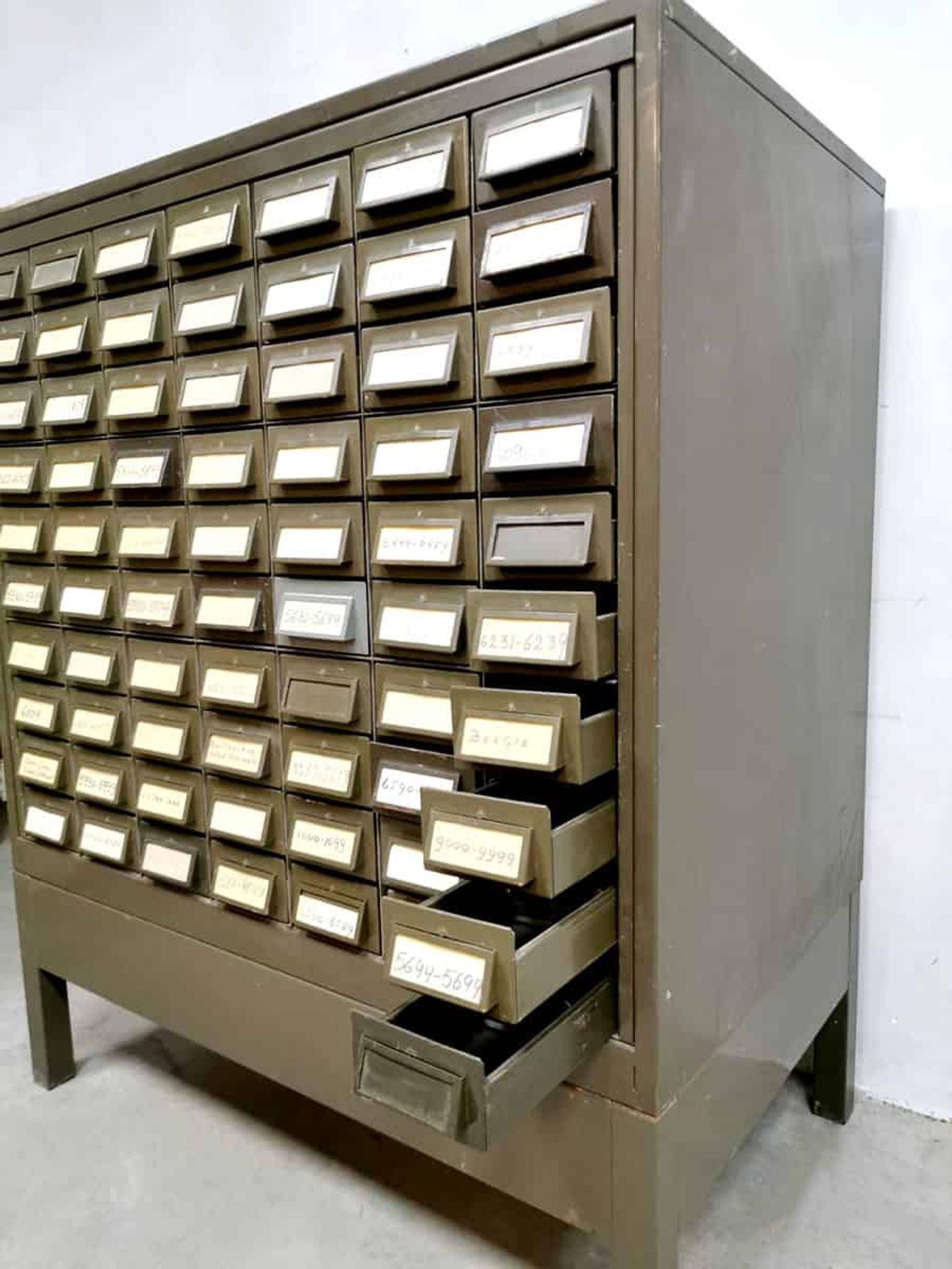 Vintage metal Industrial file cabinet chest of drawers Addressograph