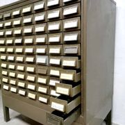 Vintage metal Industrial file cabinet chest of drawers Addressograph