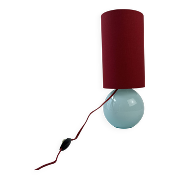 Ancienne lampe vintage en opaline bleu