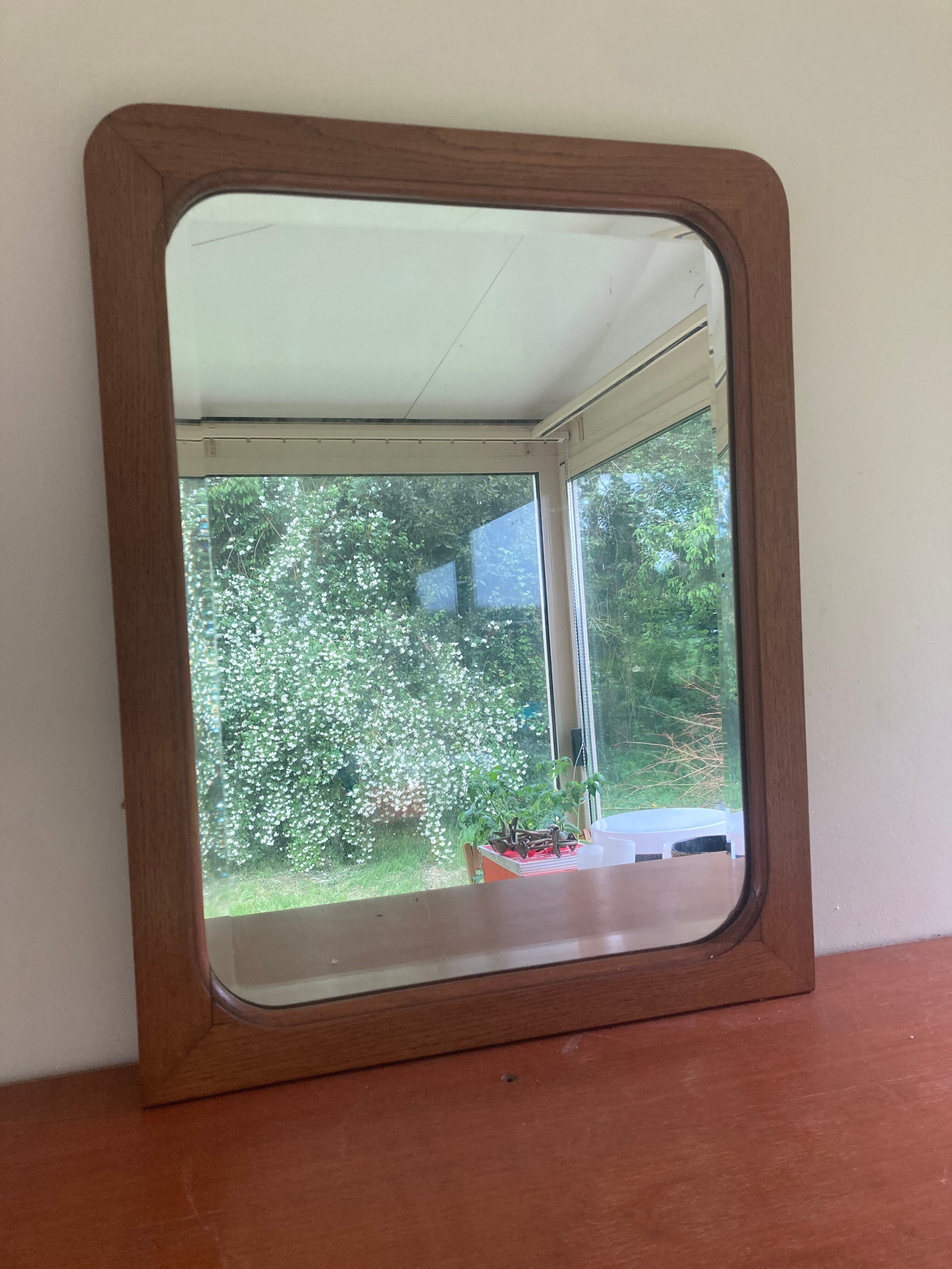 Antique mercury mirror with spots - solid wood