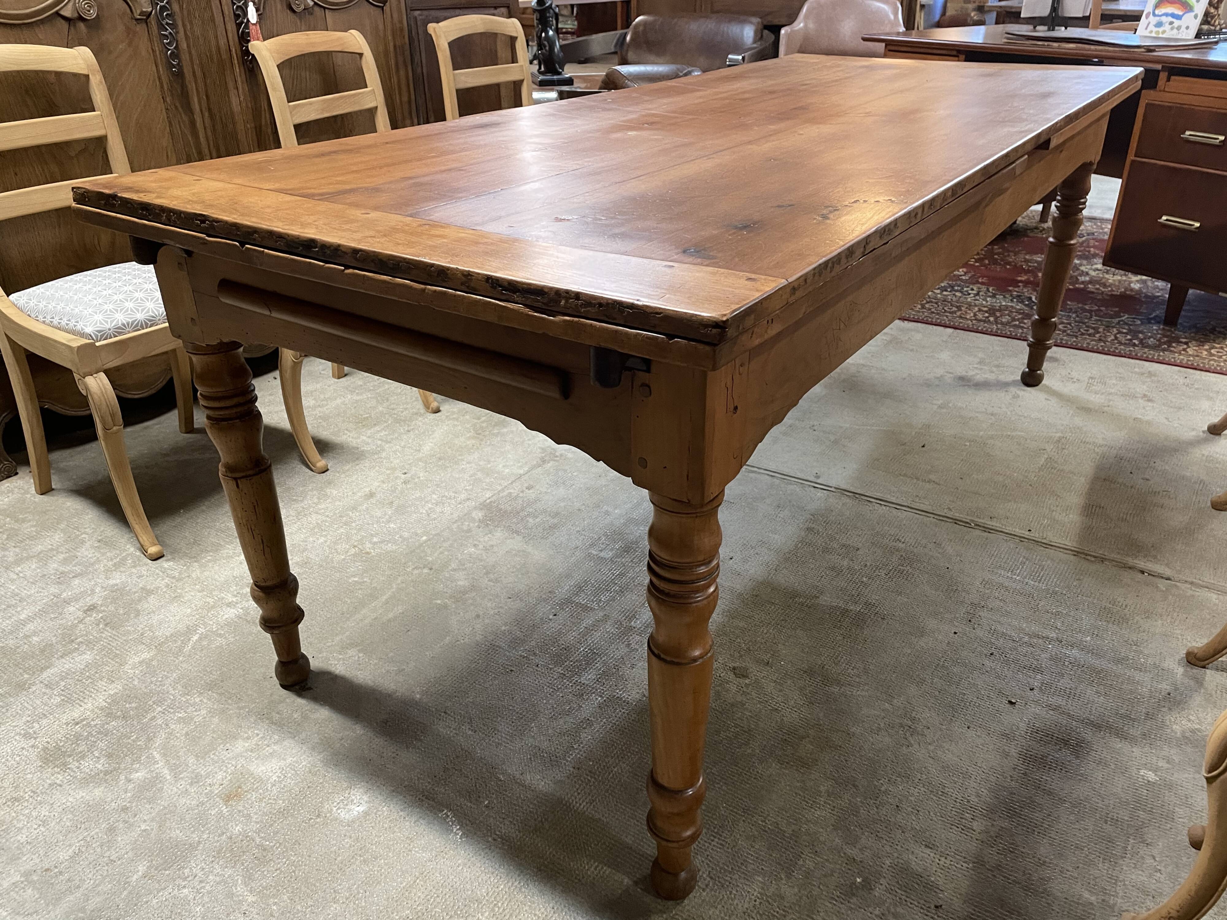Cherry farmhouse table with 2 extensions