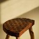 Modern Danish handmade organic wood tripod stool Wabi Sabi, 1960s
