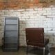Modernist fireside chair / vintage chrome and skai armchair
