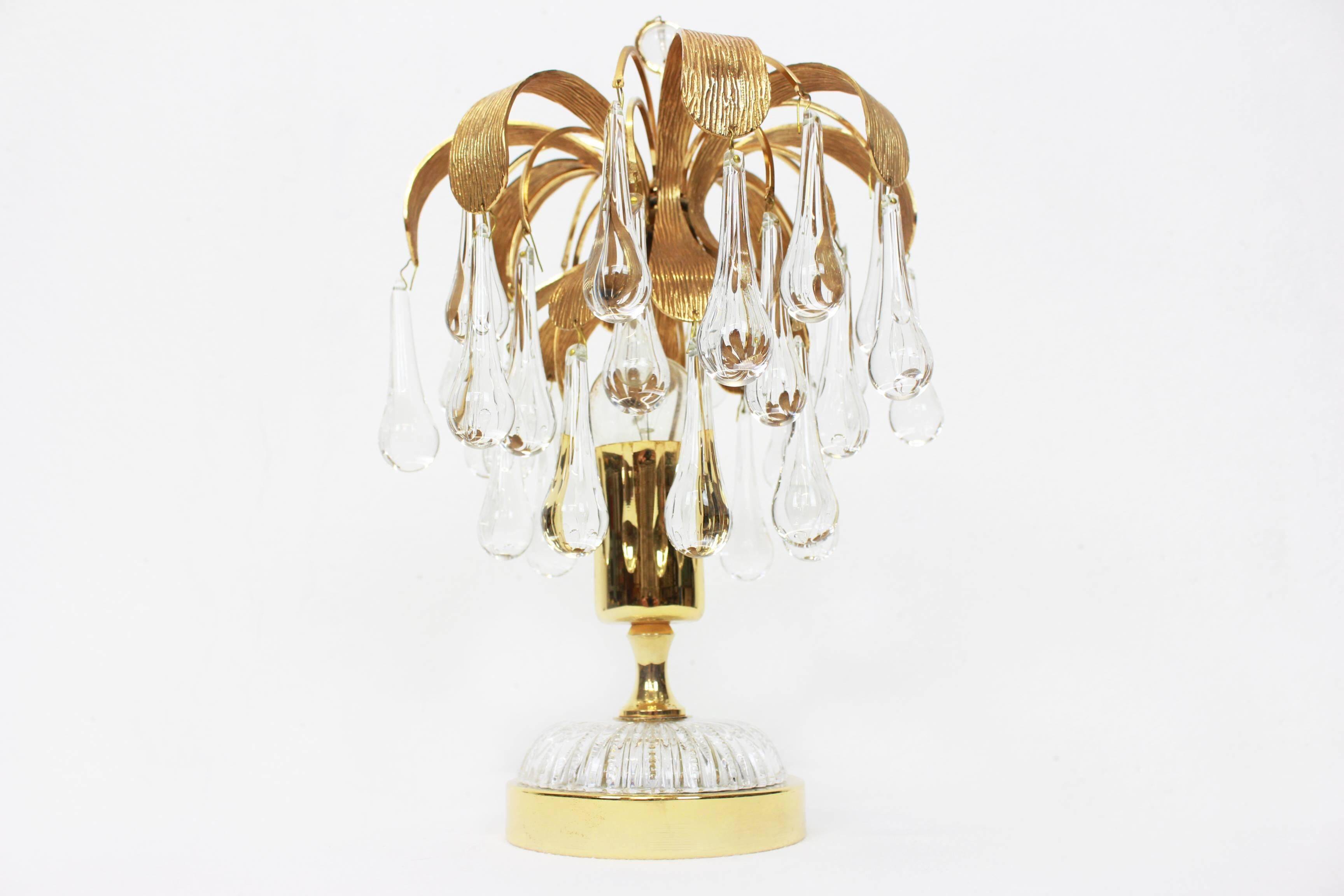 Pair of Murano glass table lamps in the shape of a drop by Palwa, Germany, 1960s.