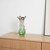 Green vase, Murano glass, 1960s, made in Italy