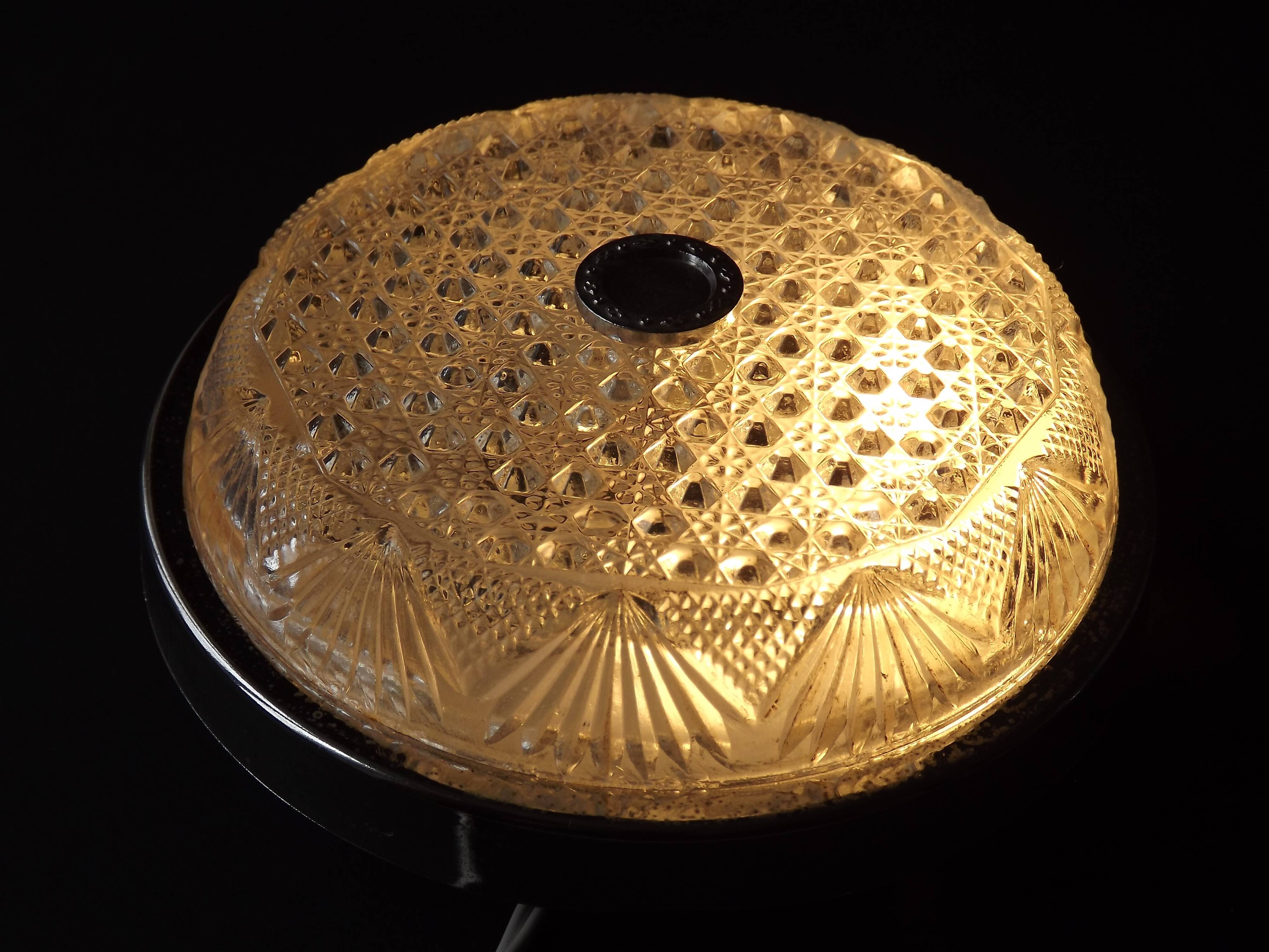 Pair of French Vintage Semi-Flush Cut Glass and Silver Metal Wall Lights